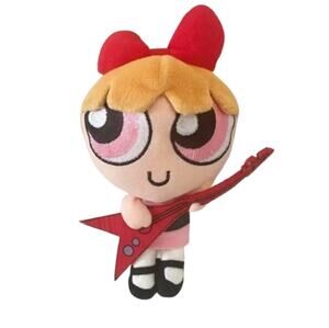 BLOSSOM Powerpuff Girls 2001 8" Plush Stuffed Toy Guitar Warner Bros Vintage